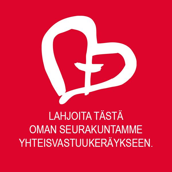 Yhteisvastuukeräys logo risti jossa sydän keskellä.